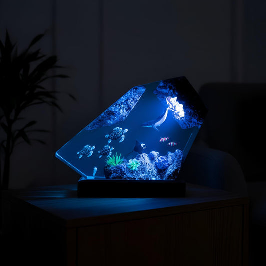 Ocean Wildlife Resin Night Light: Marine Life LED Desk Lamp