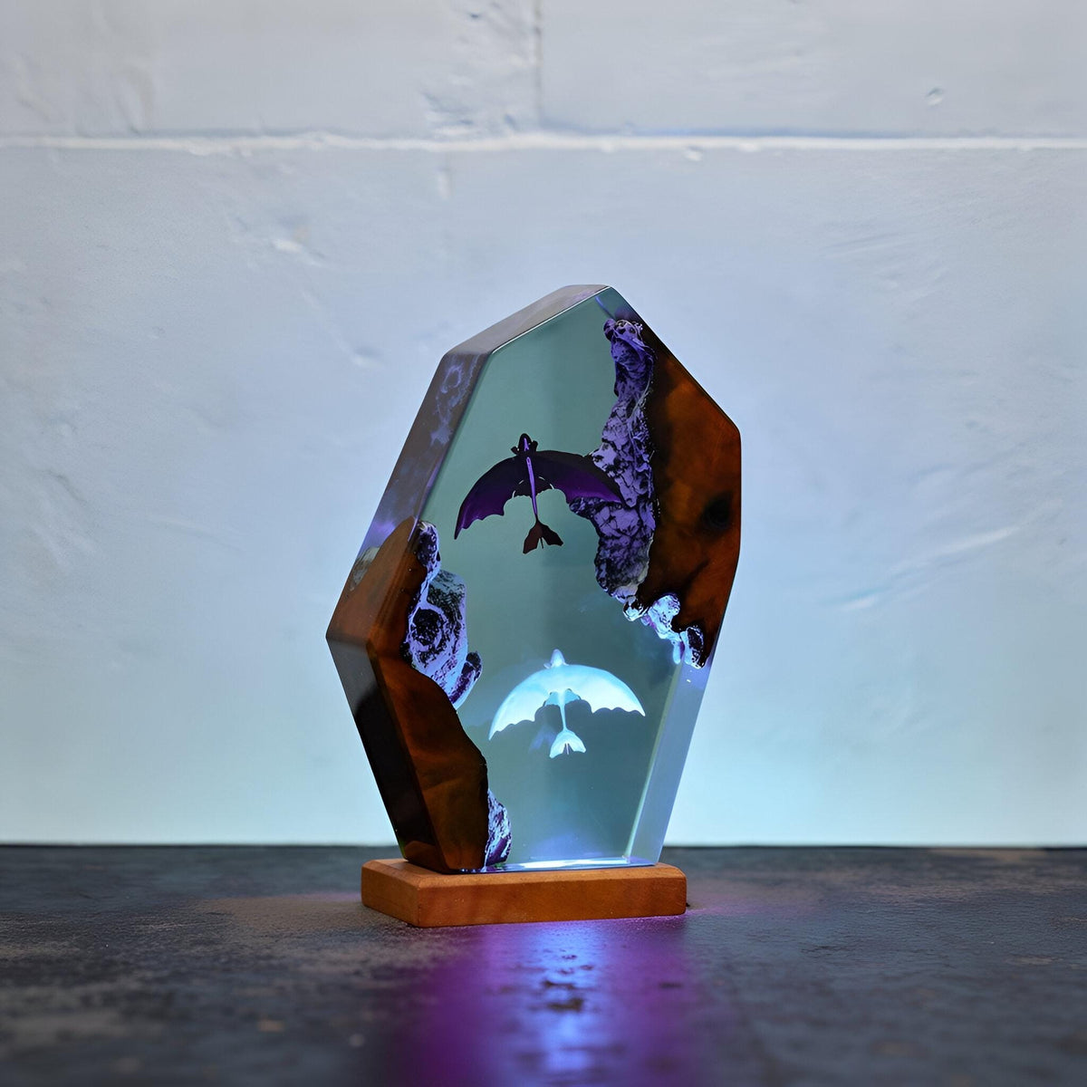 Handmade Dragon Resin Night Light, Fantasy Epoxy Art Lamp