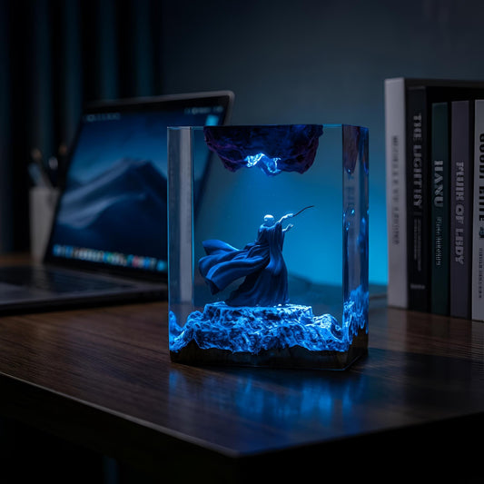 Dark Wizard Resin Lamp: Fantasy LED Night Light