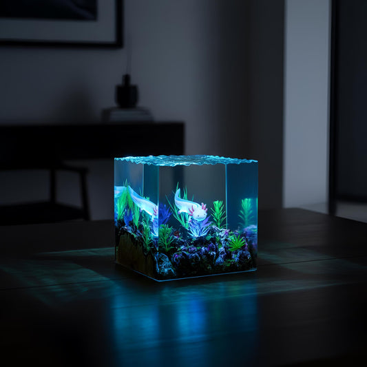 Axolotl Resin Night Light: Aquarium LED Desk Lamp