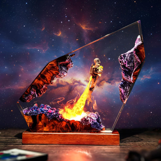 Fire-Breathing Astronaut Resin Lamp: Space LED Night Light