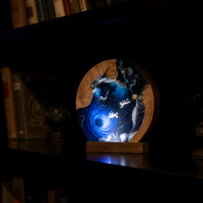 Galaxy Resin Lamp: Interstellar Wood & LED Night Light