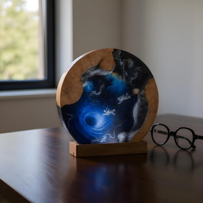 Galaxy Resin Lamp: Interstellar Wood & LED Night Light