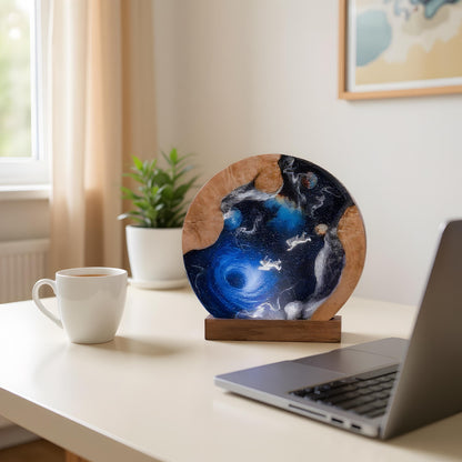 Galaxy Resin Lamp: Interstellar Wood & LED Night Light