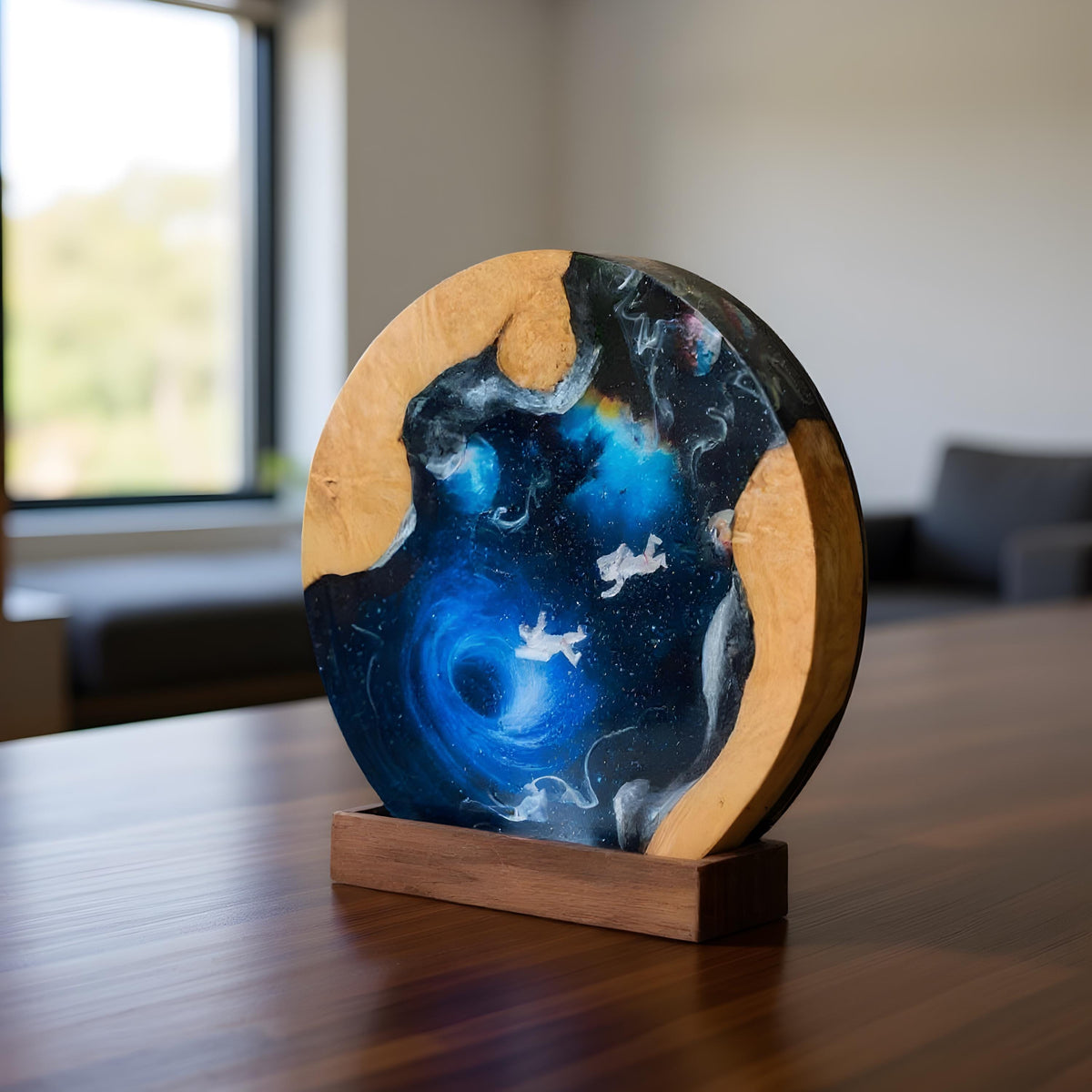 Galaxy Resin Lamp: Interstellar Wood & LED Night Light
