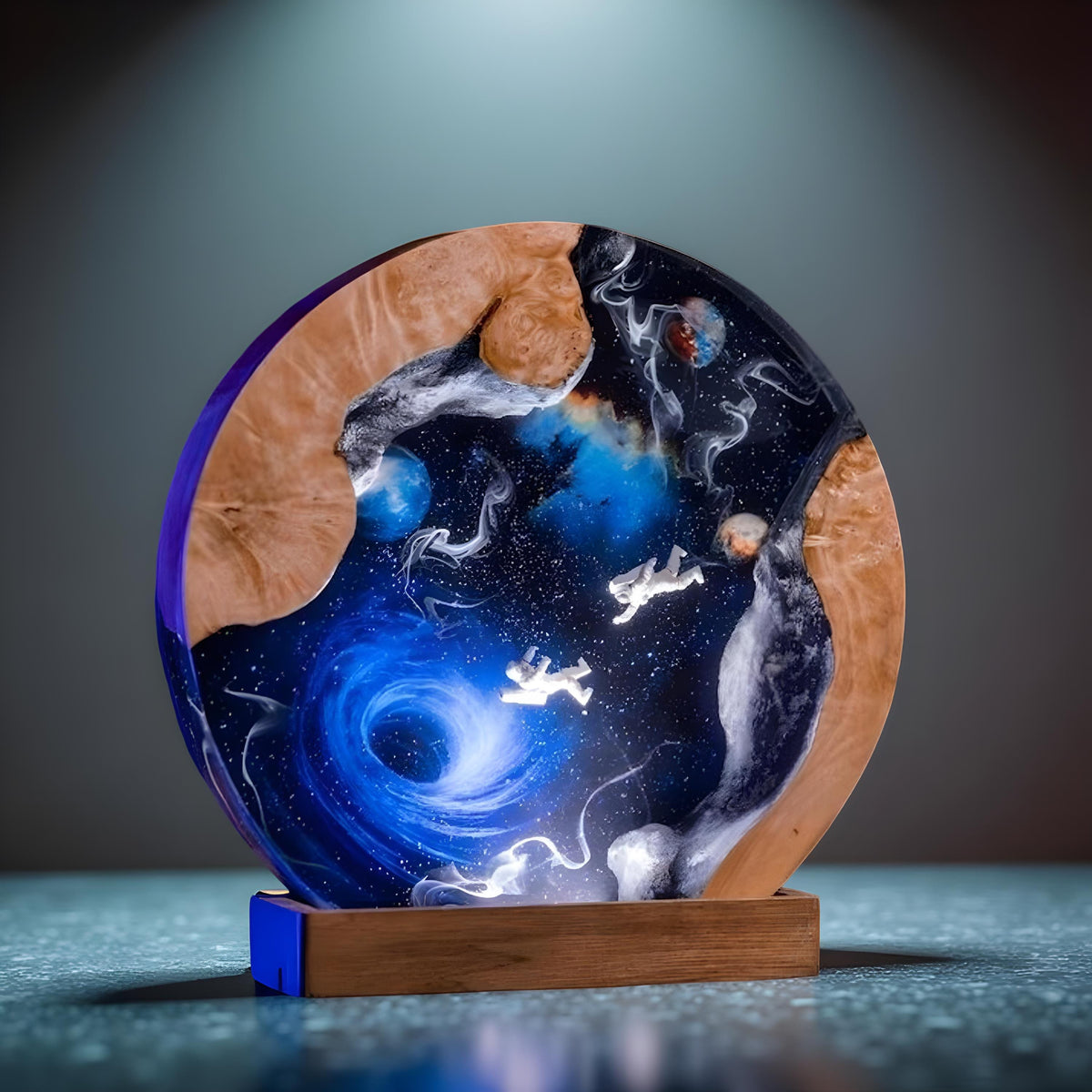 Galaxy Resin Lamp: Interstellar Wood & LED Night Light