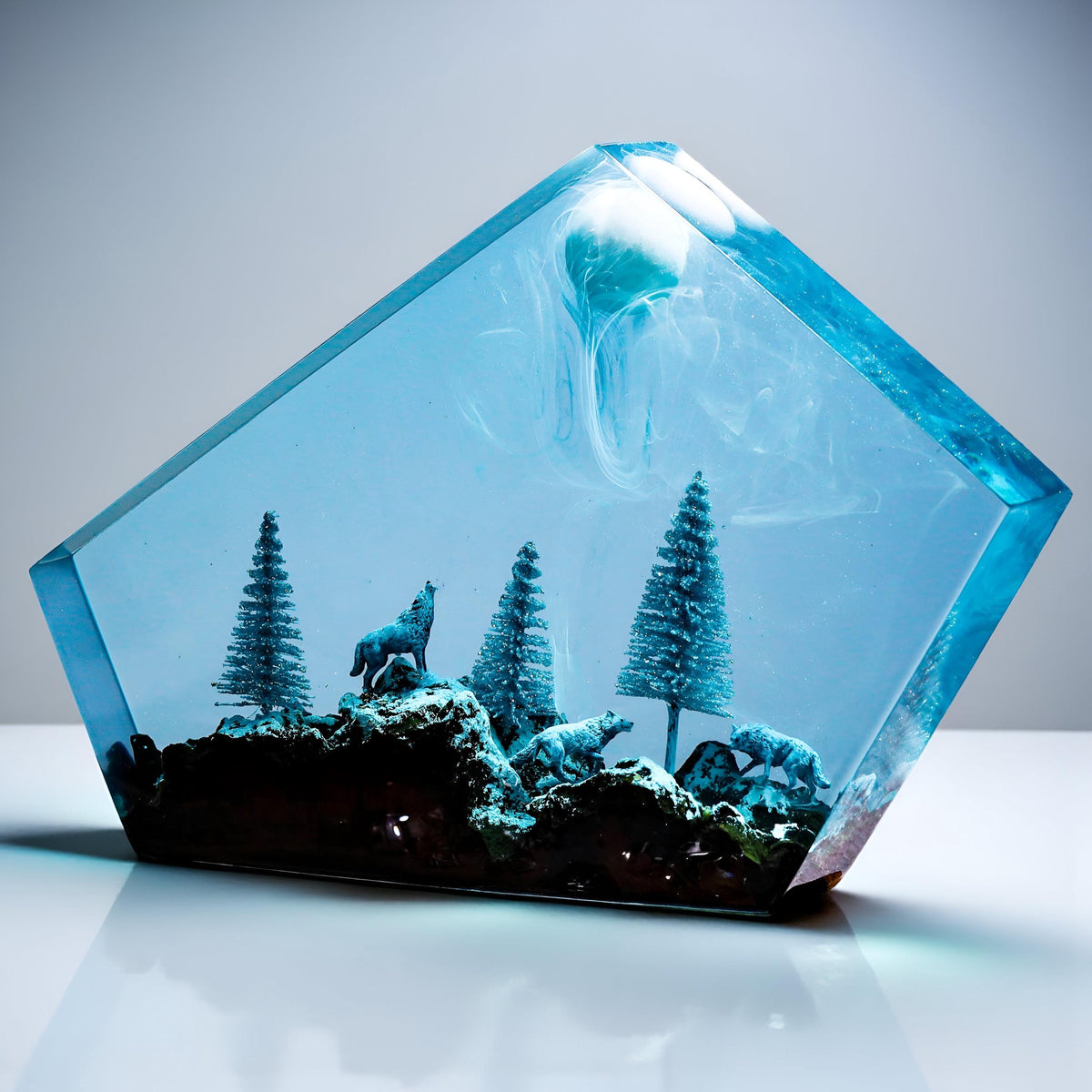 Moonlight Wolf Resin Lamp: Forest LED Night Light