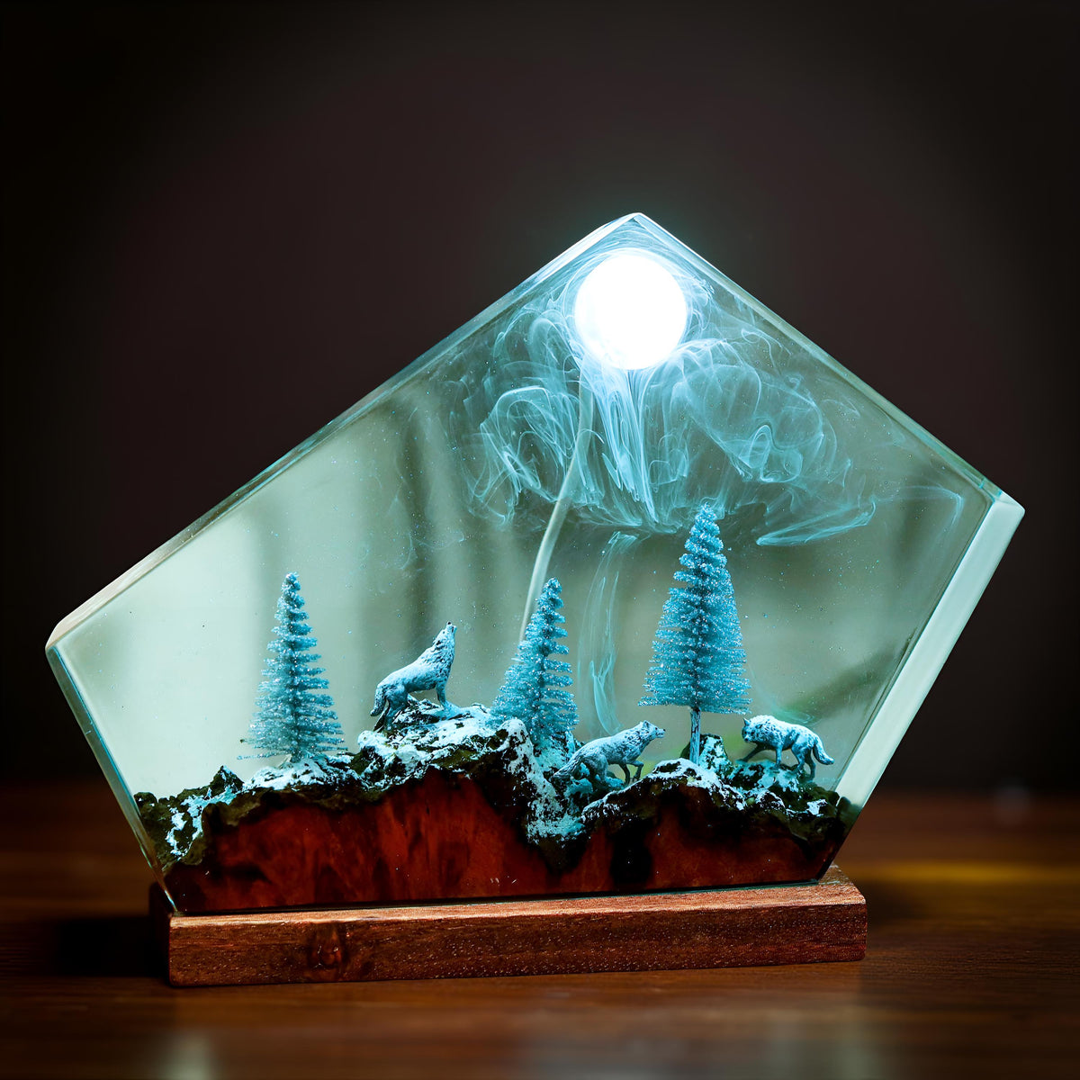 Moonlight Wolf Resin Lamp: Forest LED Night Light
