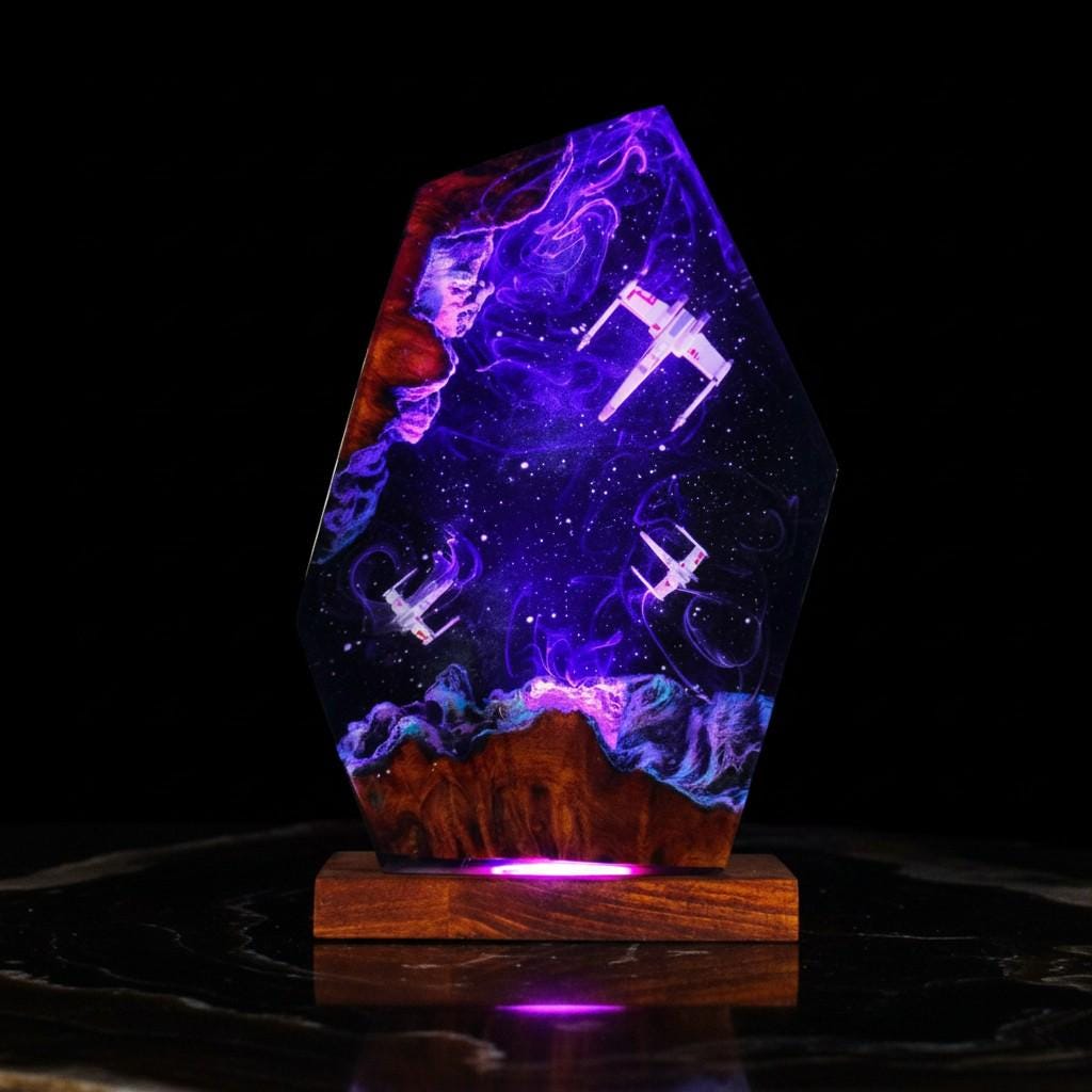 Galactic Warriors Resin Lamp: Sci-Fi Epoxy Night Light