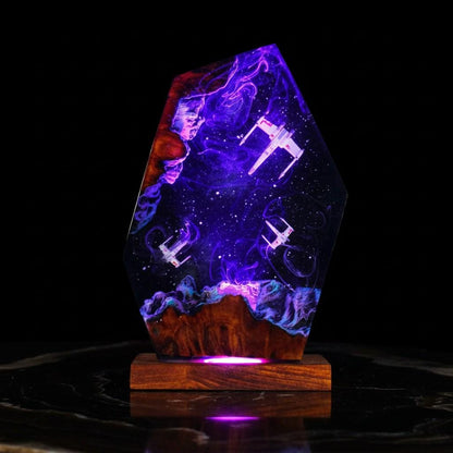 Galactic Warriors Resin Lamp: Sci-Fi Epoxy Night Light
