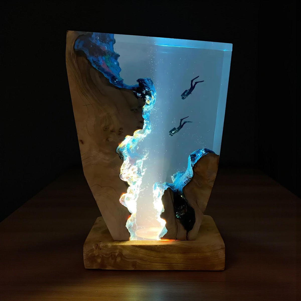Scuba Diver Night Light: Handmade Ocean Resin Lamp