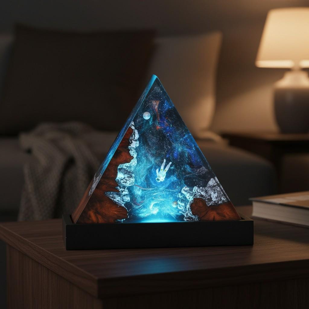 Galaxy Astronaut Resin Lamp: Cosmic Triangle Night Light