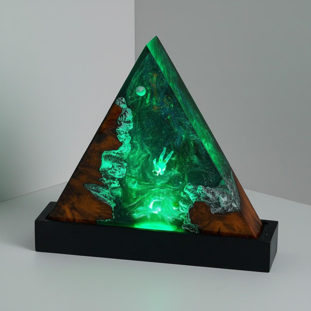 Galaxy Astronaut Resin Lamp: Cosmic Triangle Night Light