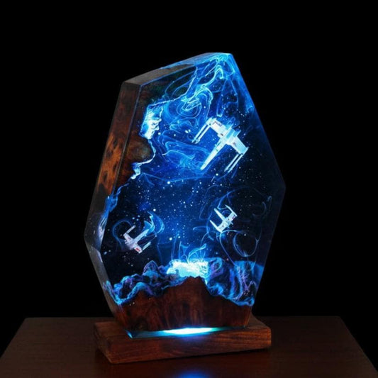 Galactic Warriors Resin Lamp: Sci-Fi Epoxy Night Light