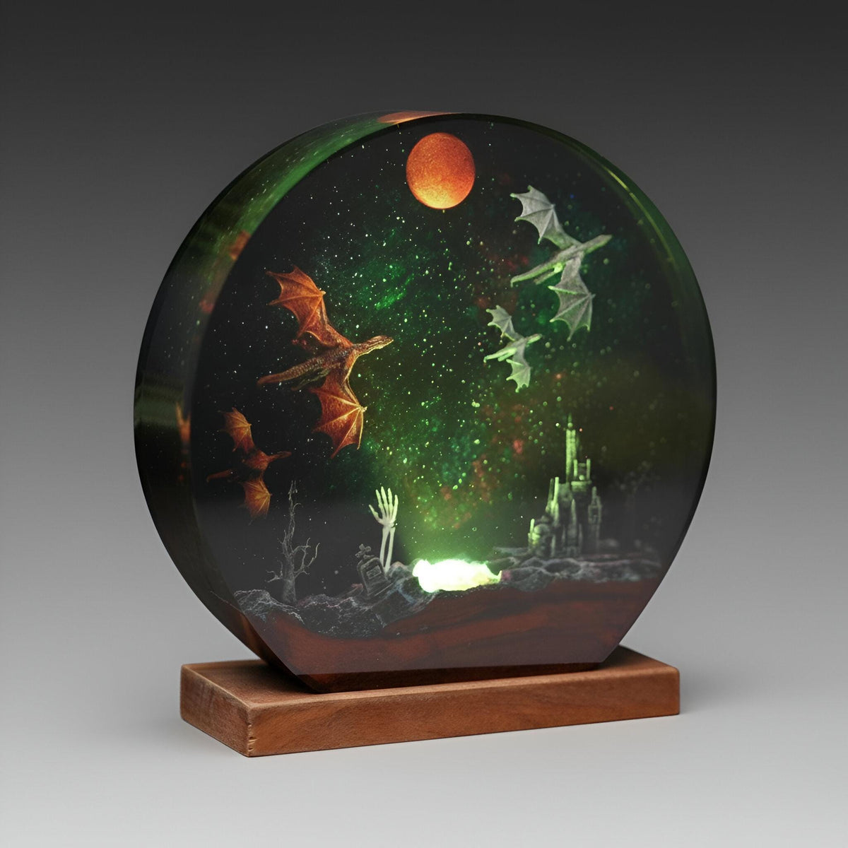 Ice & Fire Dragon Resin Lamp: Castle Decor Night Light