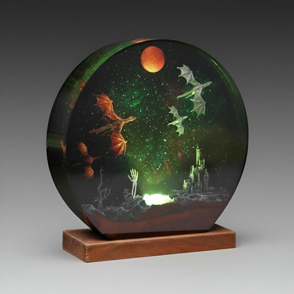 Ice & Fire Dragon Resin Lamp: Castle Decor Night Light