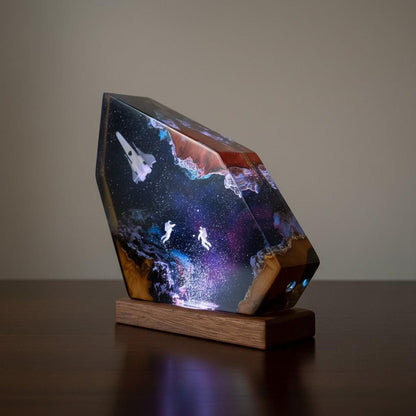 Astronaut & Spaceship Cosmic Resin Lamp – Handcrafted Space-Themed Night Light