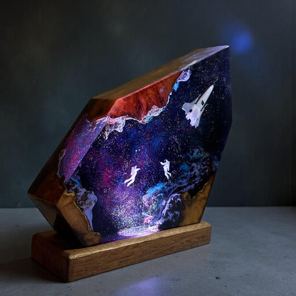 Astronaut & Spaceship Cosmic Resin Lamp – Handcrafted Space-Themed Night Light