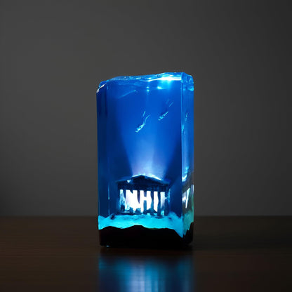 Underwater Ruins Diver Resin Lamp– Ocean Cave Scene Night Light