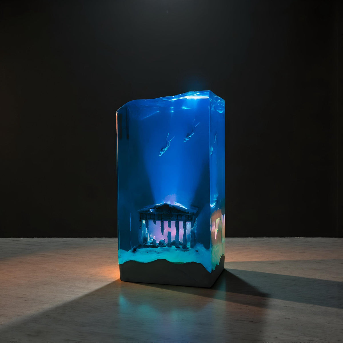 Underwater Ruins Diver Resin Lamp– Ocean Cave Scene Night Light
