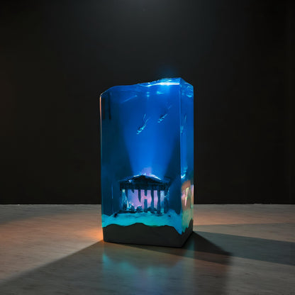 Underwater Ruins Diver Resin Lamp– Ocean Cave Scene Night Light