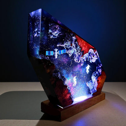Astronaut Resin Night Light: Galaxy LED Desk Lamp