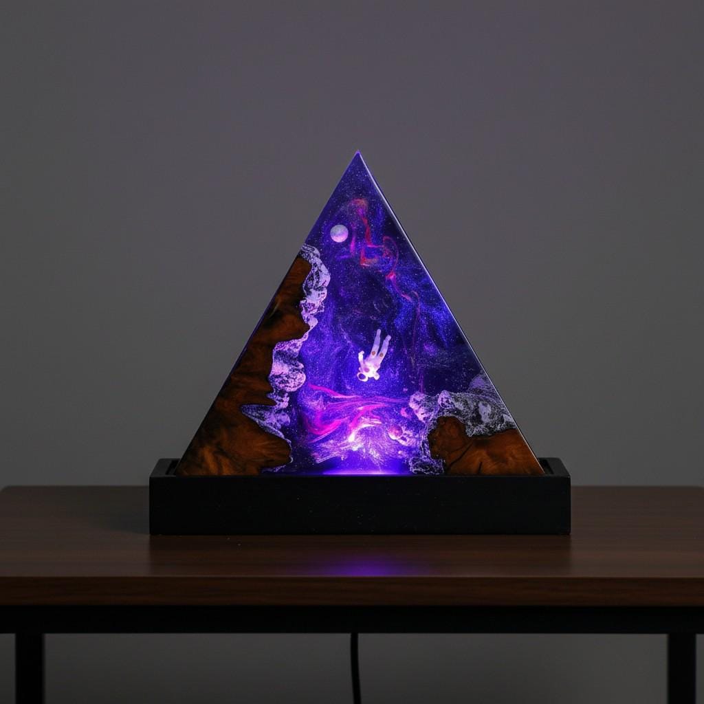 Galaxy Astronaut Resin Lamp: Cosmic Triangle Night Light