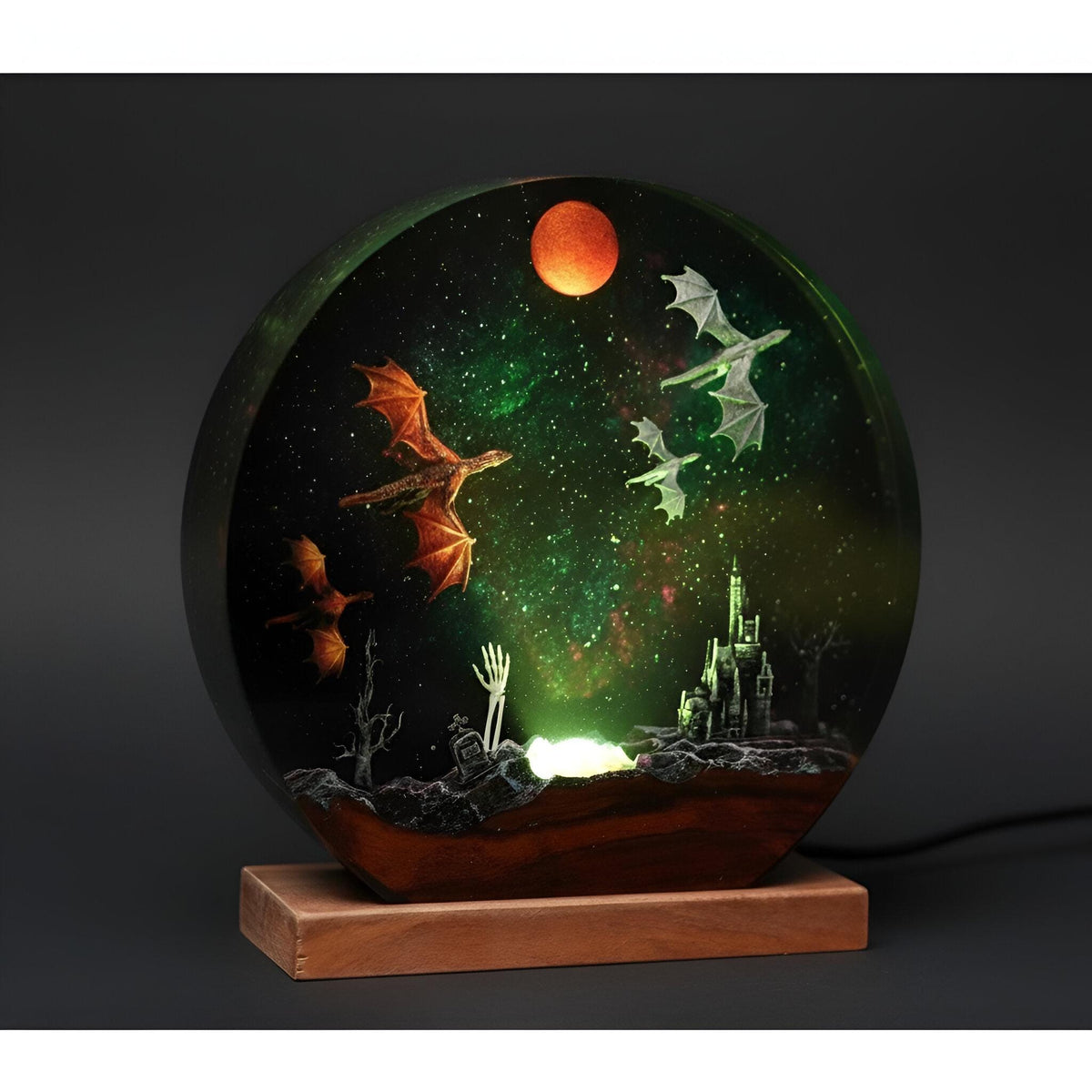 Ice & Fire Dragon Resin Lamp: Castle Decor Night Light