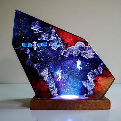 Astronaut Resin Night Light: Galaxy LED Desk Lamp