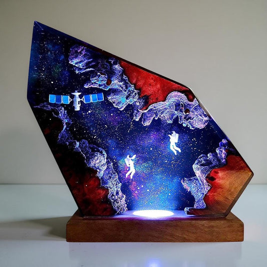 Astronaut Resin Night Light: Galaxy LED Desk Lamp