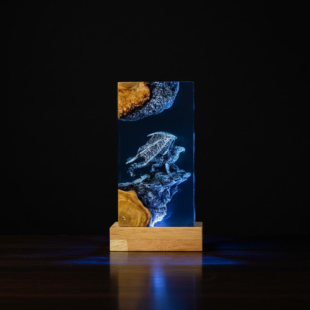 3D Pterosaur Resin Night Light – Winged Dragon Sculpture Lamp
