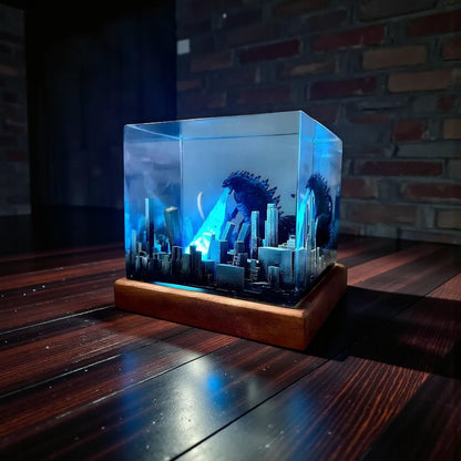 Godzilla Atomic Breath Resin Lamp – 3D City Destruction Night Light