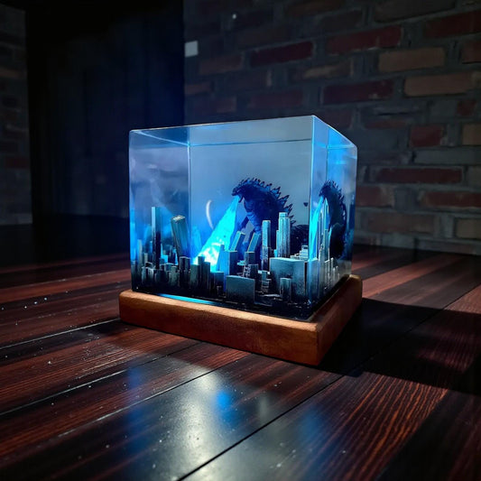 Godzilla Atomic Breath Resin Lamp – 3D City Destruction Night Light