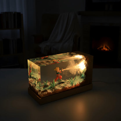 Anime Warrior Energy Resin Night Light: Handcrafted Action Scene LED Lamp