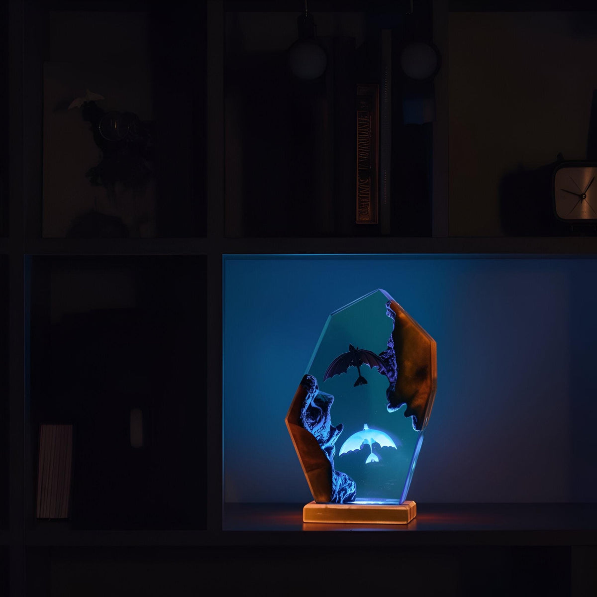Handmade Dragon Resin Night Light, Fantasy Epoxy Art Lamp
