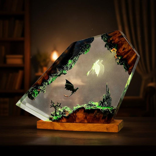 Dragon Organism Resin Night Light: Creative Epoxy Art Table Lamp