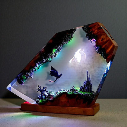 Dragon Organism Resin Night Light: Creative Epoxy Art Table Lamp