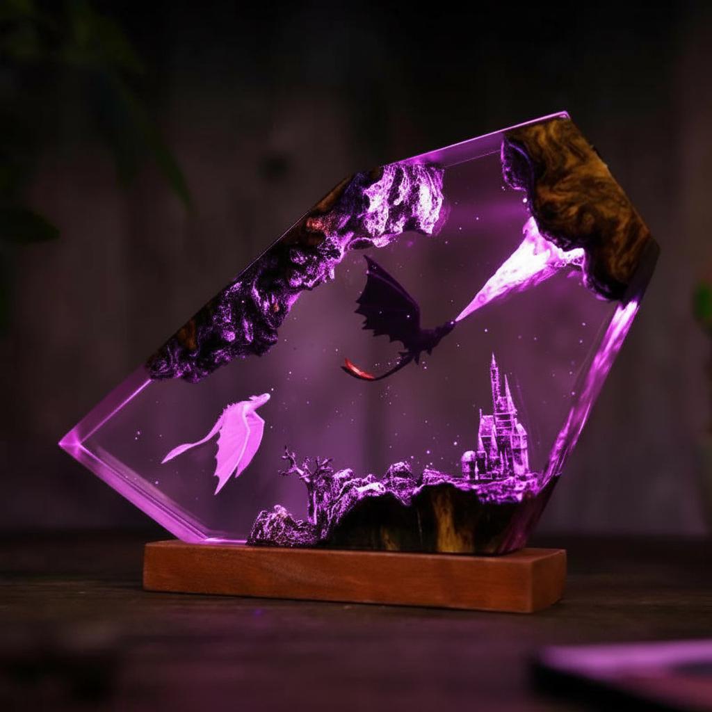 Dragon Taming Resin Night Light: Fantasy Master Scene LED Art Lamp