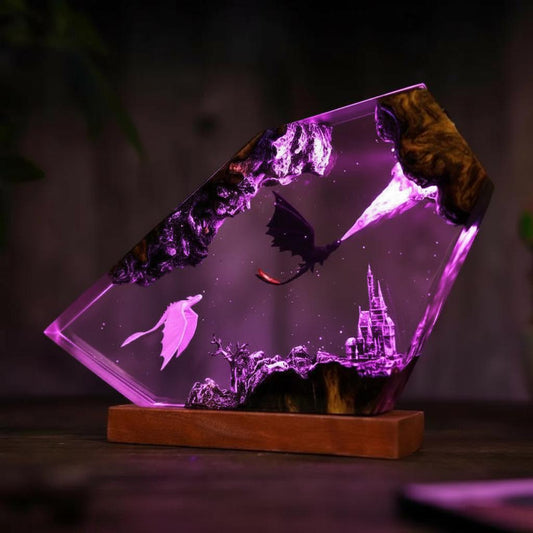 Dragon Taming Resin Night Light: Fantasy Master Scene LED Art Lamp