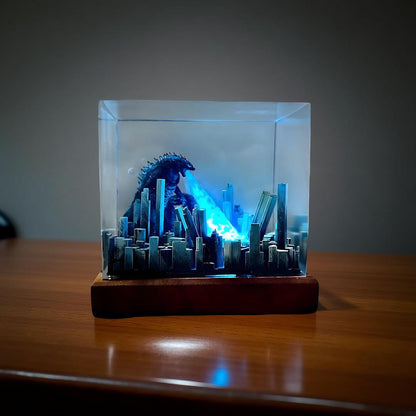 Godzilla Atomic Breath Resin Lamp – 3D City Destruction Night Light