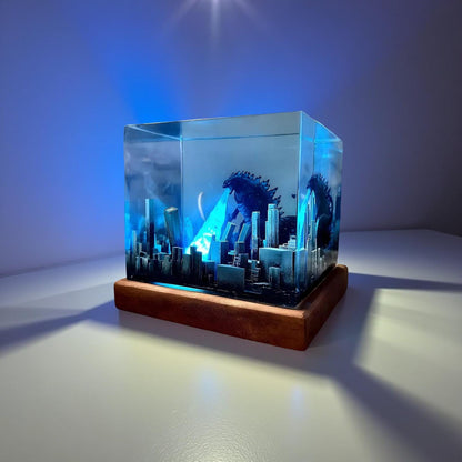 Godzilla Atomic Breath Resin Lamp – 3D City Destruction Night Light