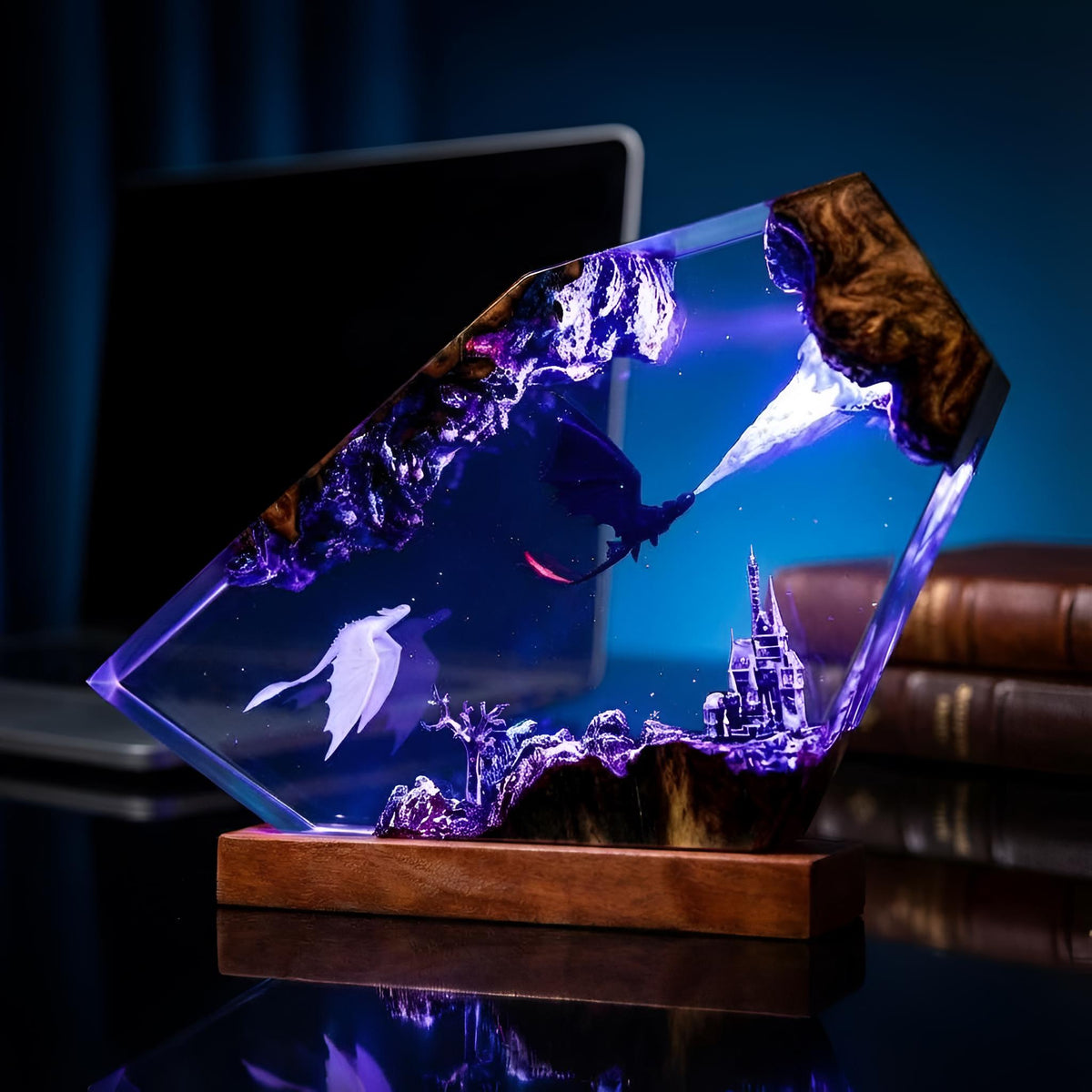 Dragon Taming Resin Night Light: Fantasy Master Scene LED Art Lamp