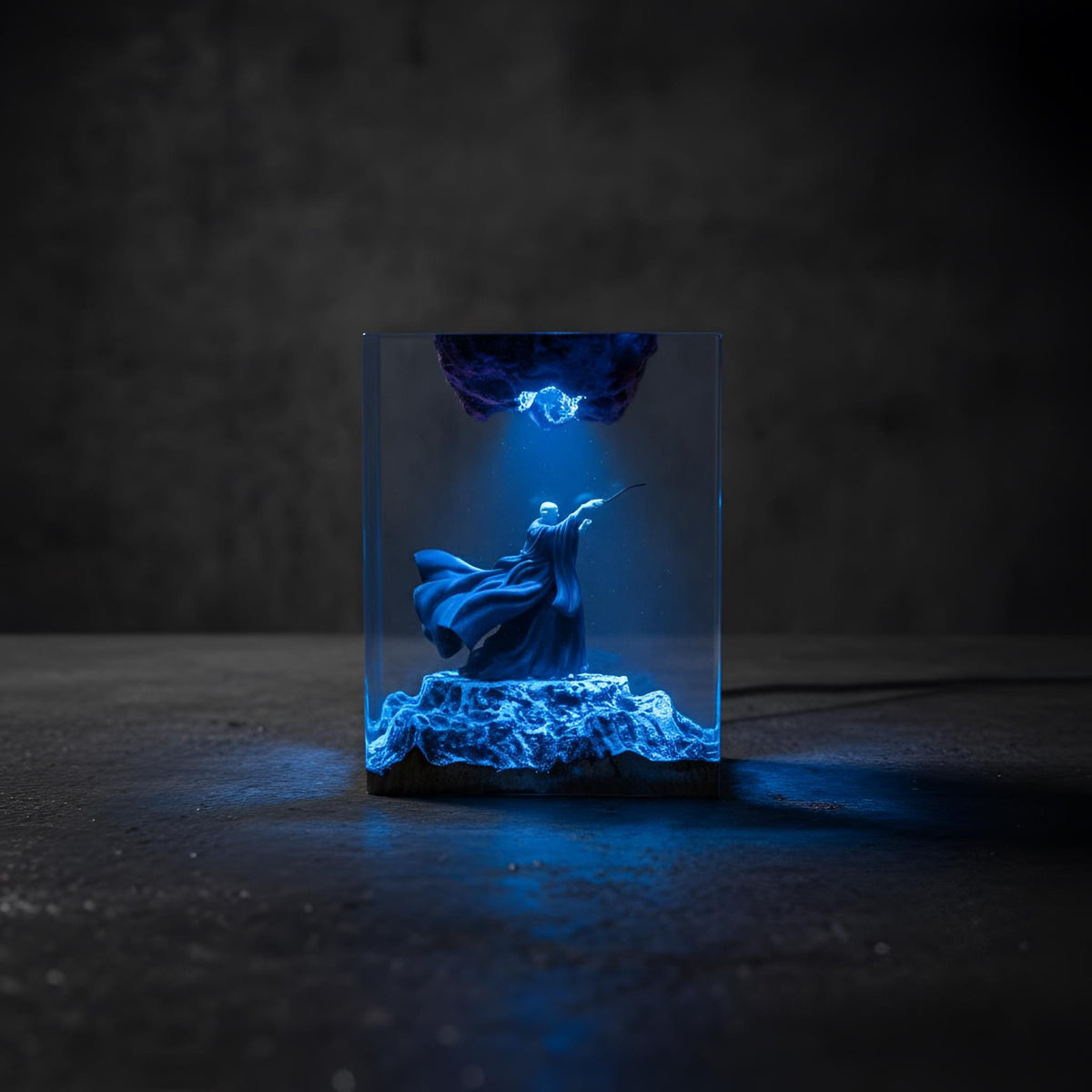 Dark Wizard Resin Lamp: Fantasy LED Night Light