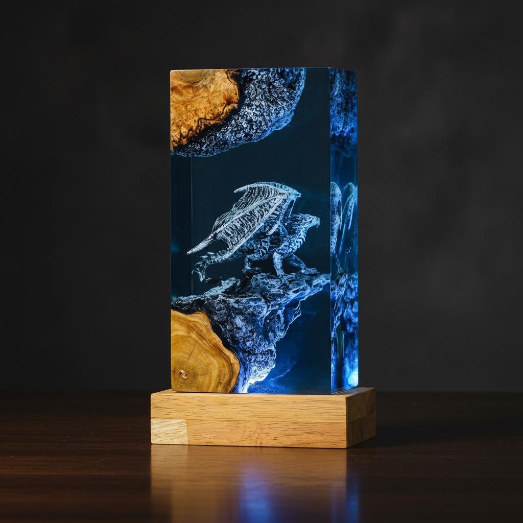 3D Pterosaur Resin Night Light – Winged Dragon Sculpture Lamp