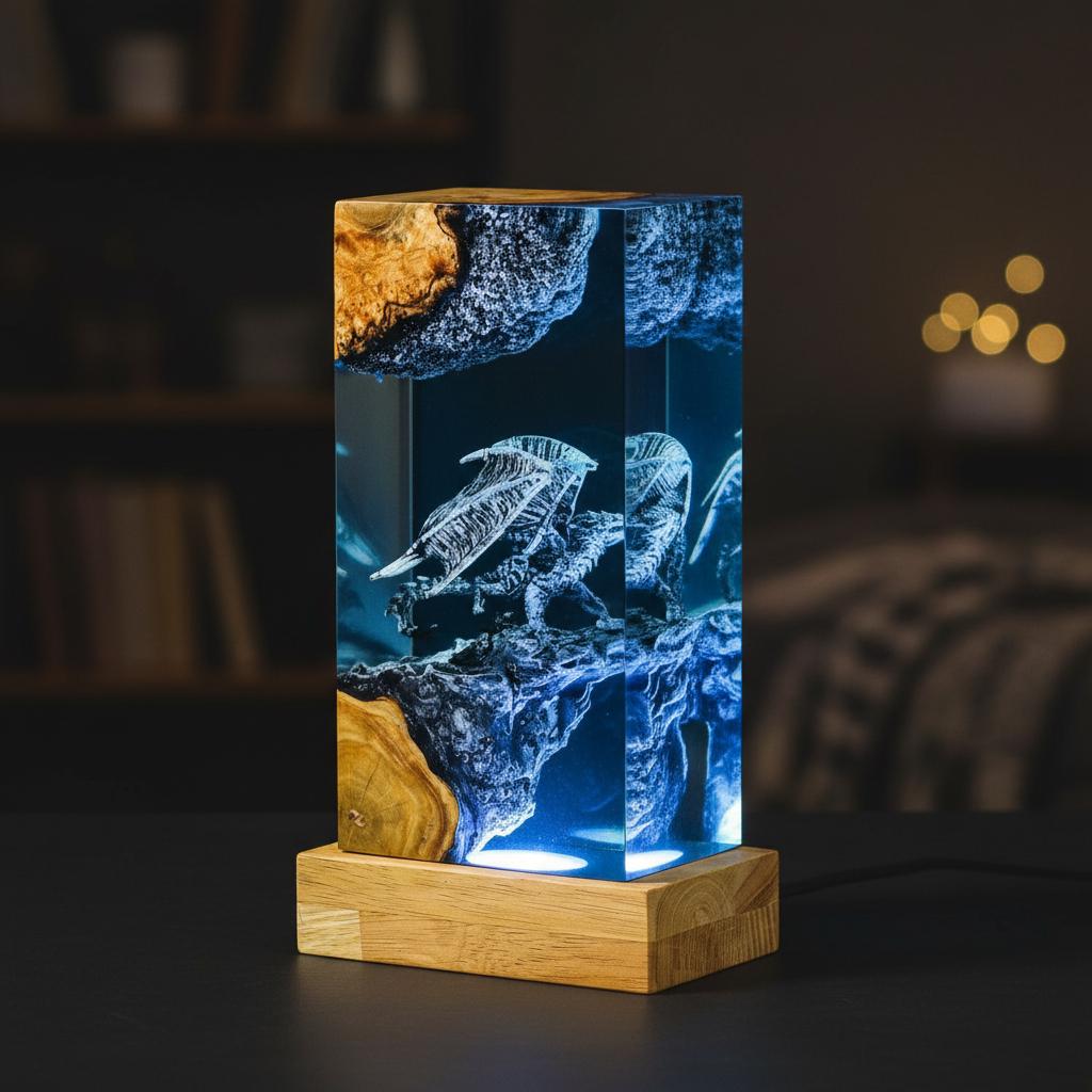 3D Pterosaur Resin Night Light – Winged Dragon Sculpture Lamp