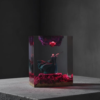 Dark Wizard Resin Lamp: Fantasy LED Night Light