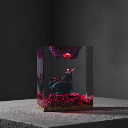 Dark Wizard Resin Lamp: Fantasy LED Night Light