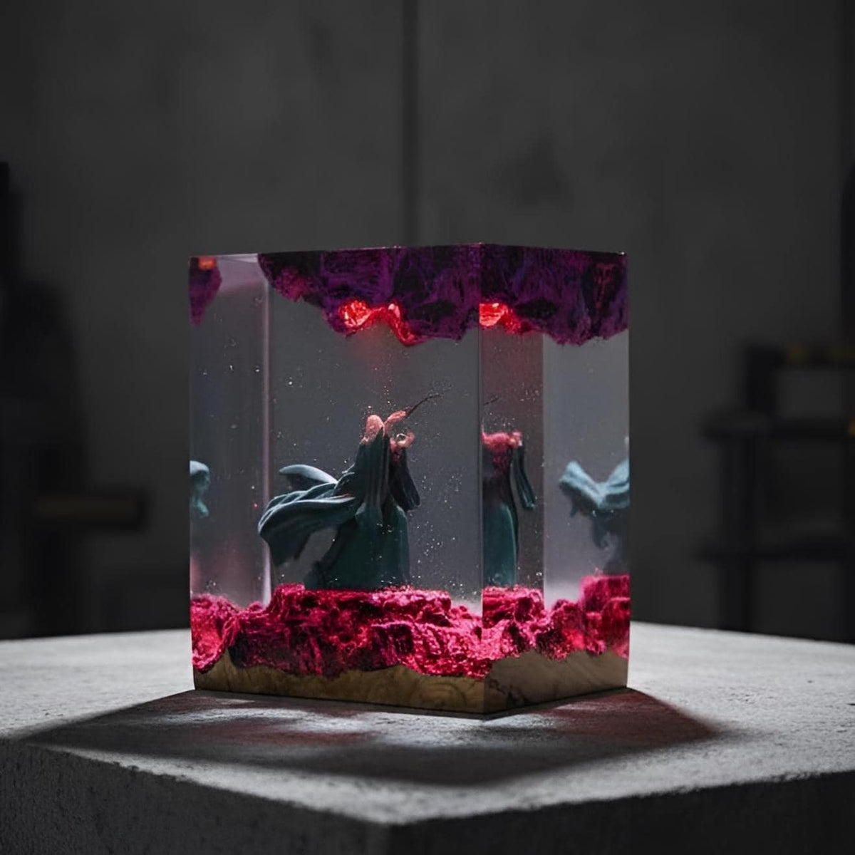 Dark Wizard Resin Lamp: Fantasy LED Night Light