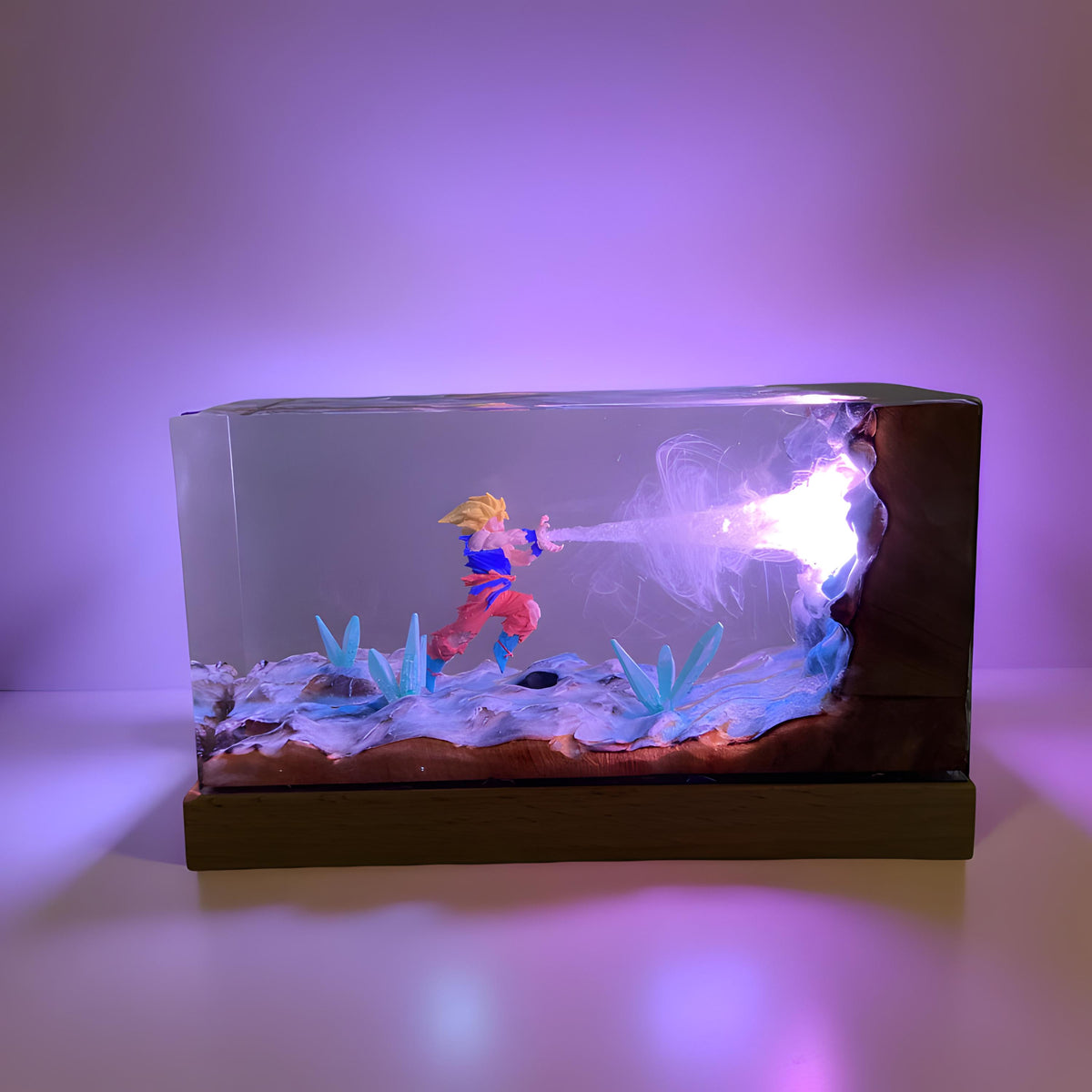Anime Warrior Energy Resin Night Light: Handcrafted Action Scene LED Lamp