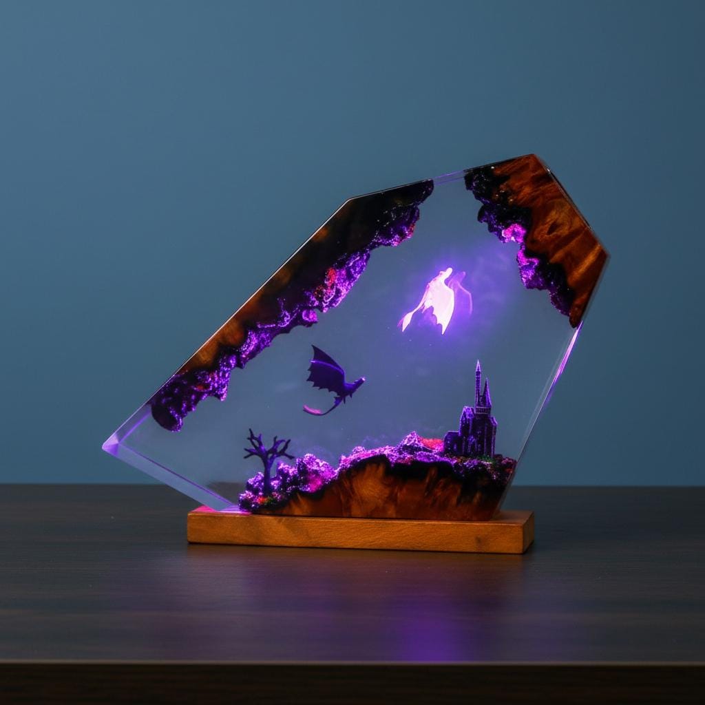 Dragon Organism Resin Night Light: Creative Epoxy Art Table Lamp
